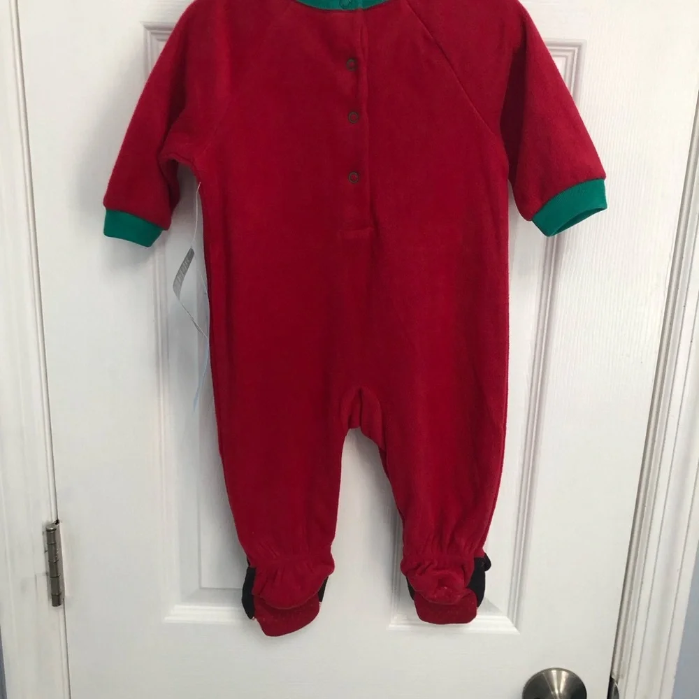 Disney 6-9 mo Mickey Minnie Baby My 1st Christmas Sleeper PJs Footie one piece